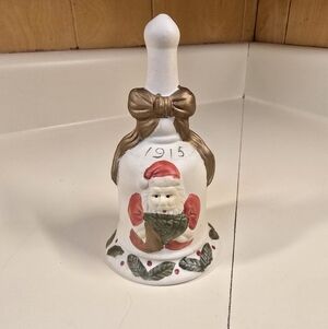 Vintage Santa Bell Ornament with Gold Bow "1915"